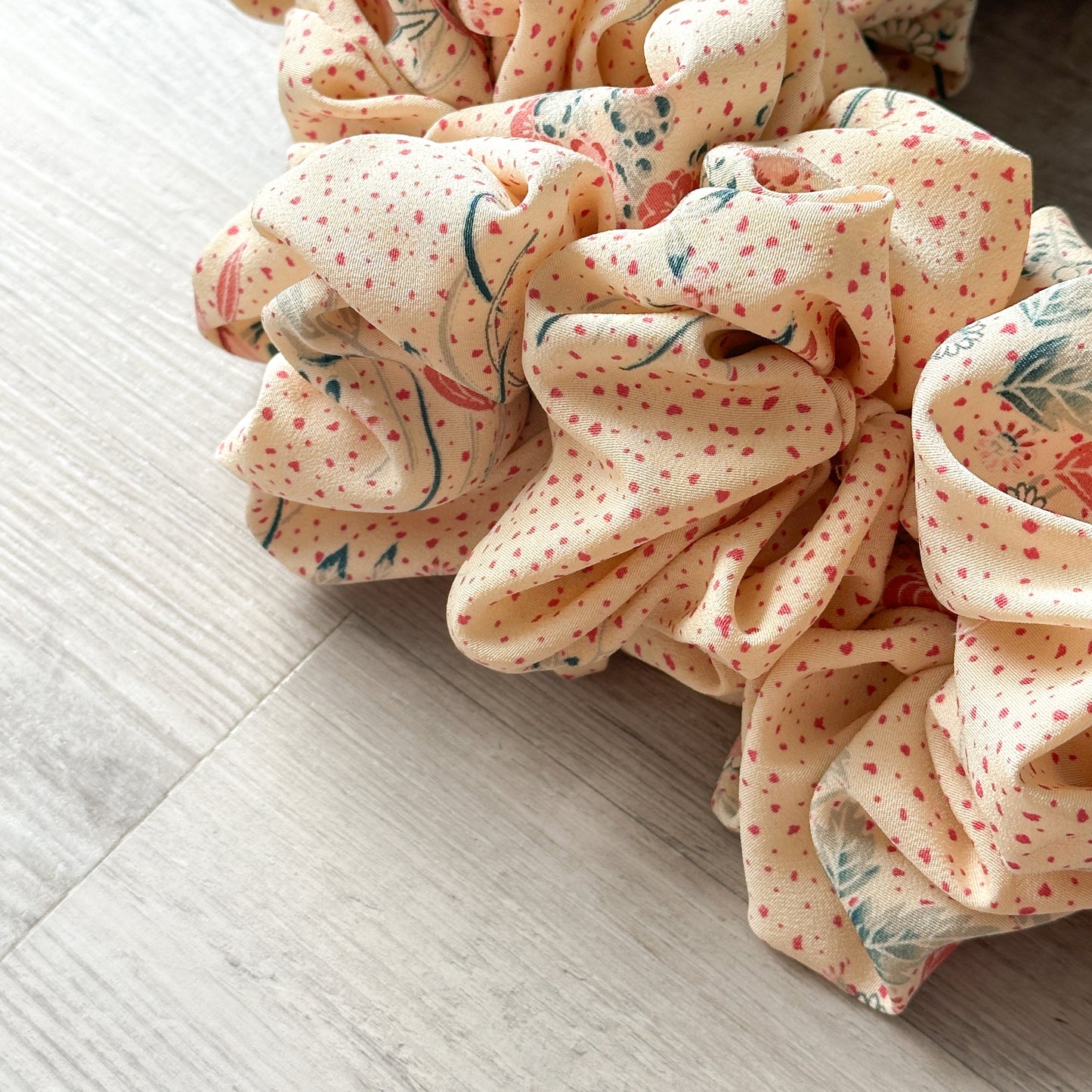 Peaches 'n Cream upcycled vintage Japanese obi scrunchie