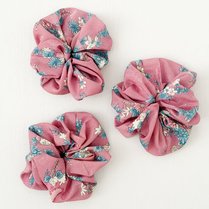 Soft Mauve upcycled vintage Japanese obi scrunchie