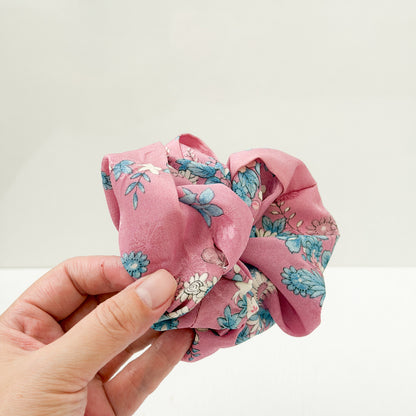 Soft Mauve upcycled vintage Japanese obi scrunchie