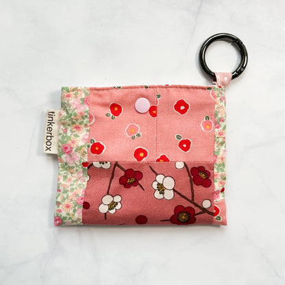 Pink Sakura Patch Snap Button Pouch