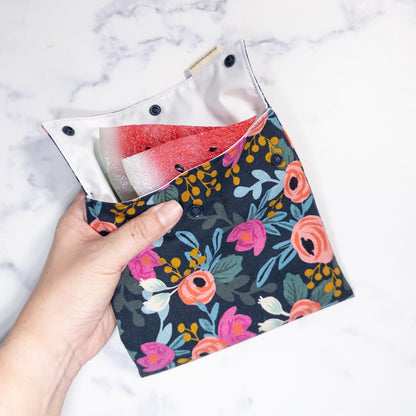 Rosa Floral Navy Rifle Paper Co. Snack Baggie