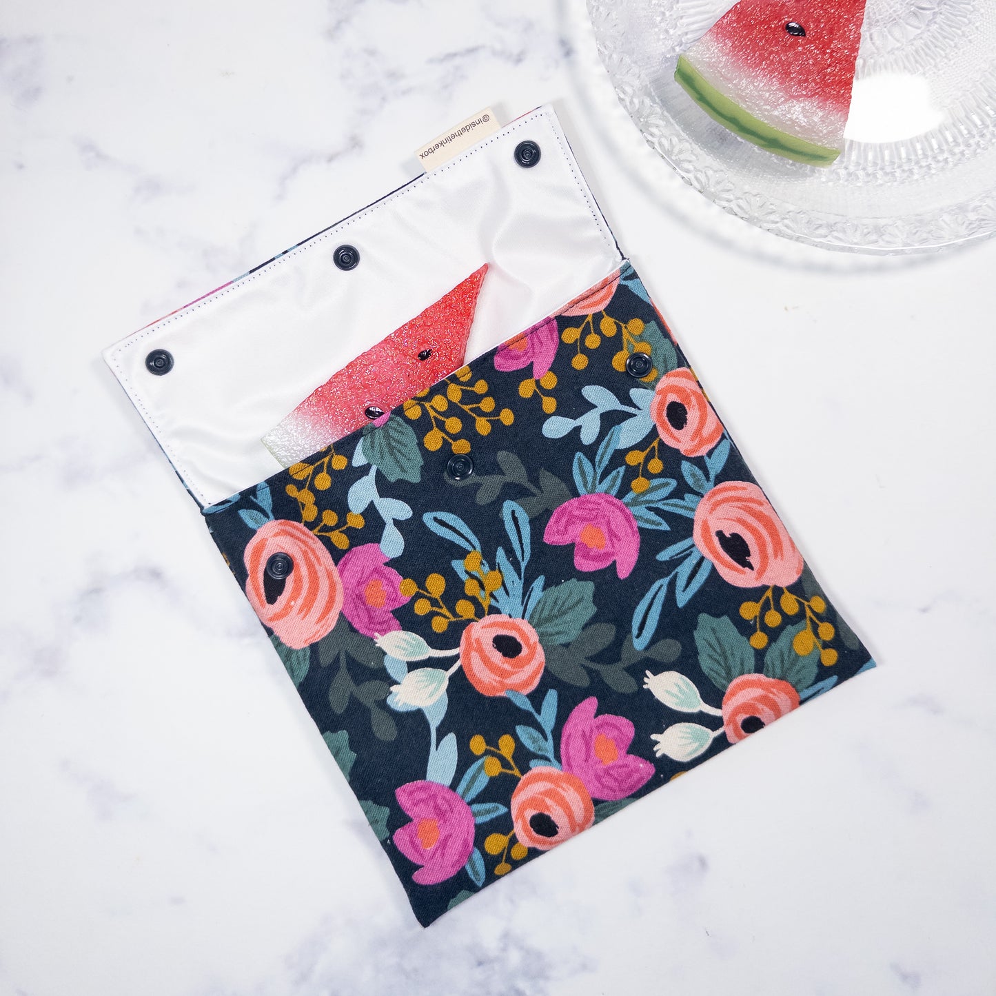 Rosa Floral Navy Rifle Paper Co. Snack Baggie